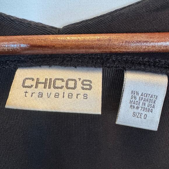 Chico’s Travelers Women’s 0 Slinky Stretch Blouse Black Wrinkle-Resistant Travel - Picture 3 of 8